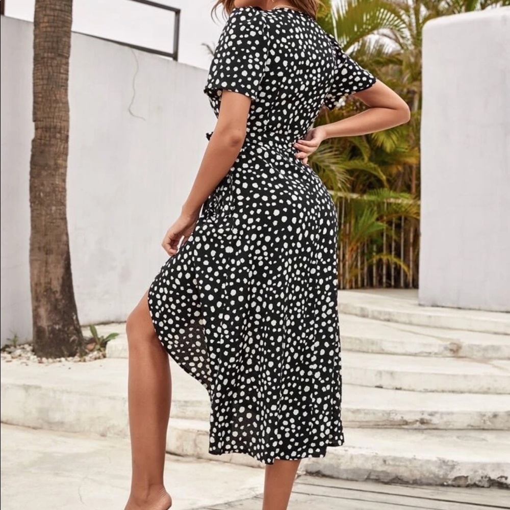 Boho leopard print side wrap dress - Picture 2 of 5
